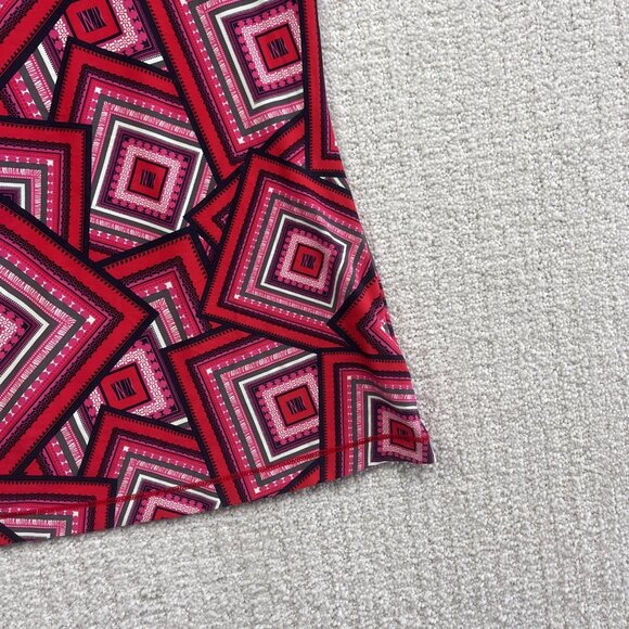 Lole Tank Top Tennis Knit V neck Shirt Women’s Small Psychedelic Boho Red AOP - Picture 7 of 14